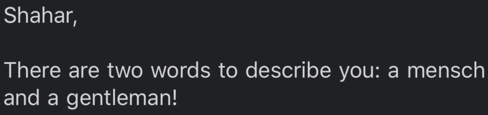 Client testimonial screenshot