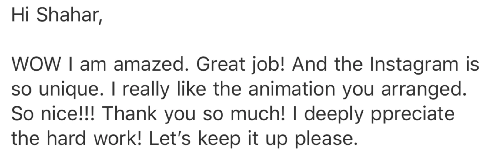Client testimonial screenshot